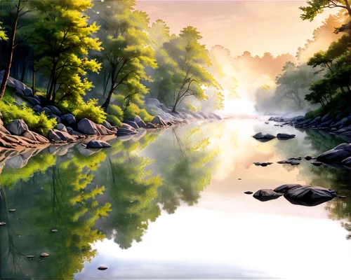 swampy landscape,virtual landscape,waterscape,nature background,forest lake,river landscape,world digital painting,water scape,evening lake,landscape background,small landscape,forest landscape,streamside,swamps,cartoon video game background,a river,riverworld,riverwood,mountainlake,digital painting,Illustration,American Style,American Style 13