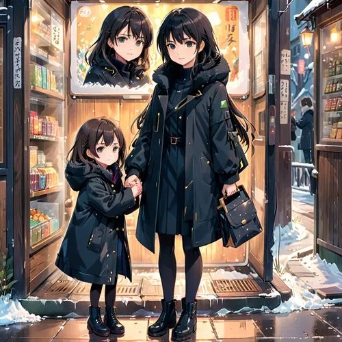 winter clothes,winter clothing,mios,in the snow,black coat,peni,Anime,Anime,Realistic