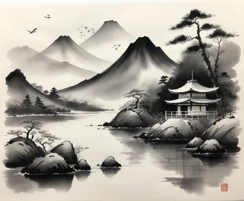 mengzi,oriental painting,yiping,haiyuan,wuyuan,rongfeng,Illustration,Paper based,Paper Based 30