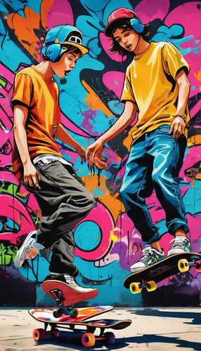 Create a humorous dialogue between two teenagers at a skate park.,skaters,artistic roller skating,skate board,skateboarder,skate,graffiti art,skateboarding,skate park,skateboard,skatepark,street artis