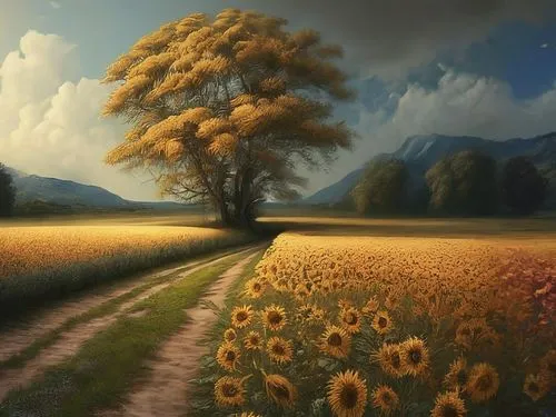 meadow in pastel,meadow landscape,sunflower field,blooming field,flower field,dandelion field,dandelion meadow,field of flowers,flowers field,autumn landscape,yellow grass,landscape background,world digital painting,blanket of flowers,nature landscape,sunflowers,summer meadow,flower meadow,flowering meadow,rural landscape