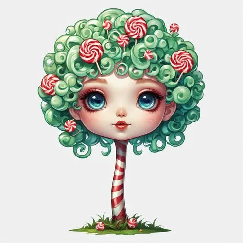 strawberry tree,girl with tree,dryad,forest clover,cyathea,linden blossom,Illustration,Abstract Fantasy,Abstract Fantasy 11