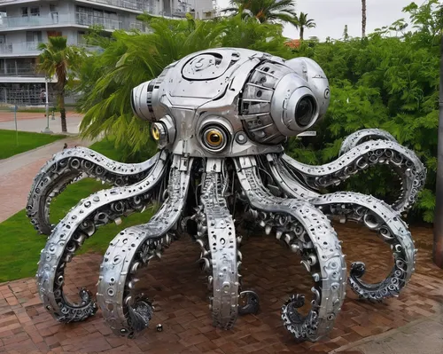 silver octopus,octopus,cephalopod,kraken,fun octopus,scrap sculpture,steel sculpture,cog,cephalopods,calamari,octopus tentacles,greyskull,allies sculpture,hua hin,public art,nautilus,yard art,sea devil,car sculpture,cuthulu,Conceptual Art,Graffiti Art,Graffiti Art 02