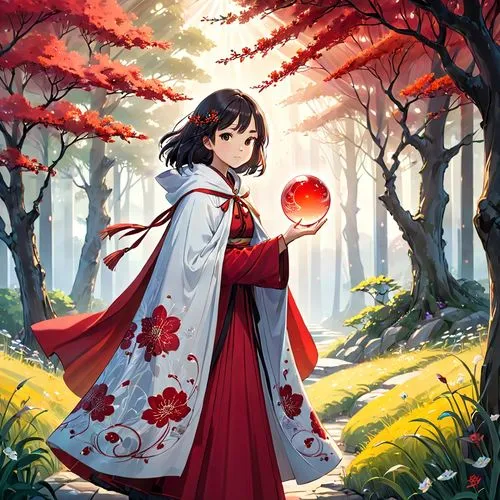 inuyasha,yongmei,momiji,red riding hood,sango,amaterasu,zhiyuan,japanese sakura background,longmei,hanami,little red riding hood,ayano,azula,kurenai,hanfu,naraku,red petals,lezha,ninomaru,wuxian,Anime,Anime,Traditional