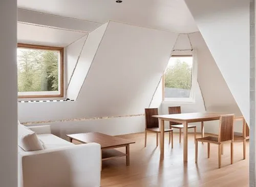 living room under a slated roof, open 
windows, wooden flooring, white plaster walls,velux,vitra,dinesen,folding roof,scandinavian style,aalto,daylighting,arkitekter,foscarini,architraves,anastassiade