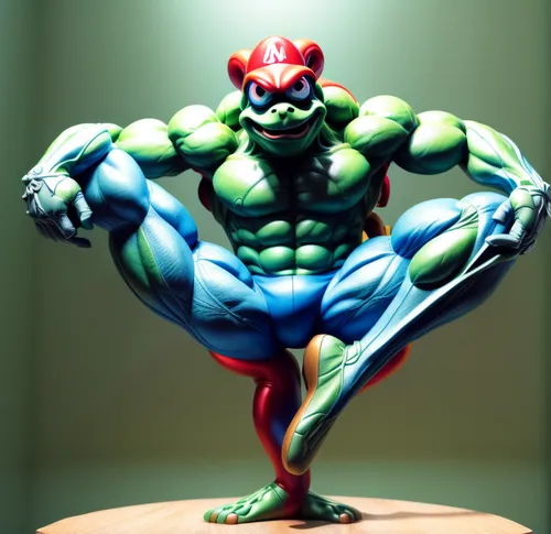 frog figure,3d figure,muscle man,smurf figure,marvel figurine,game figure,bodybuilder,avenger hulk hero,3d model,hulk,actionfigure,figurine,3d man,michelangelo,frog man,aaa,body-building,3d render,man frog,cleanup