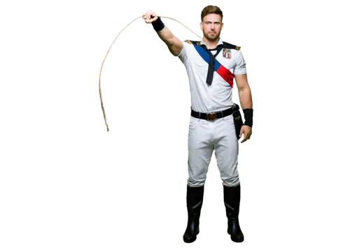 Muscular man, sailor, solo, (30yo), strong facial features, short hair, beard, blue eyes, white uniform, gold buttons, epaulets, black boots, holding rope, standing, heroic pose, realistic, dramatic l