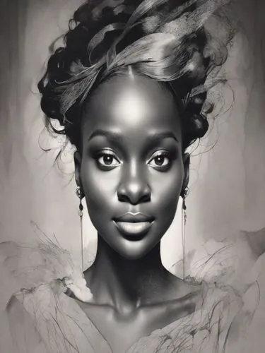 african woman,graphite,digital painting,charcoal pencil,fantasy portrait,african american woman,sculpt,mystical portrait of a girl,girl portrait,world digital painting,nigeria woman,pencil drawings,black woman,african art,charcoal drawing,pencil drawing,black skin,fashion illustration,charcoal,woman portrait