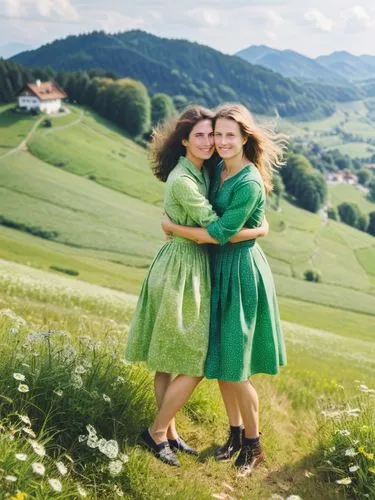 sound of music,aaaa,green background,austrians,hutterites,milkmaids,Photography,Documentary Photography,Documentary Photography 07