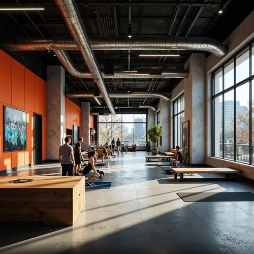 modern office,hubspot,fitness facility,loft,daylighting,offices,lofts,creative office,fitness room,fitness center,ideacentre,bizinsider,enernoc,dojo,meeting room,workspaces,collaboratory,gensler,conference room,company headquarters