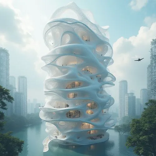 futuristic architecture,sky space concept,sky apartment,arcology,cube stilt houses,the energy tower,Photography,General,Realistic