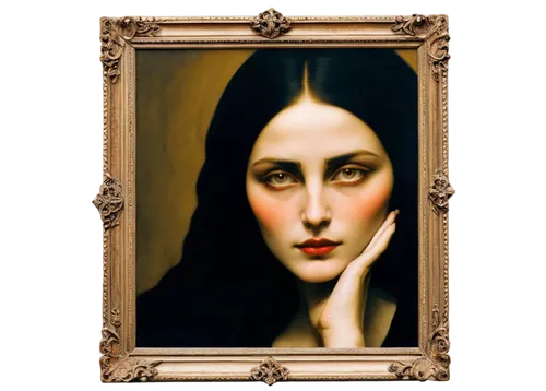 art deco frame,the mona lisa,mona lisa,gothic portrait,art nouveau frame,bouguereau,bougereau,art deco woman,art nouveau frames,vintage female portrait,vintage art,portrait of christi,gold frame,gold stucco frame,the magdalene,gold foil art deco frame,italian painter,square frame,copper frame,retro frame,Illustration,Abstract Fantasy,Abstract Fantasy 16