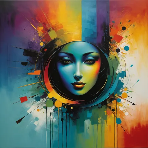 circle paint,art painting,psychedelic art,oil painting on canvas,color wheel,color circle,abstract painting,abstract artwork,harmony of color,colour wheel,colorful spiral,meticulous painting,colorful background,multicolor faces,world digital painting,glass painting,self hypnosis,woman thinking,sacred art,inner beauty,Illustration,Realistic Fantasy,Realistic Fantasy 29