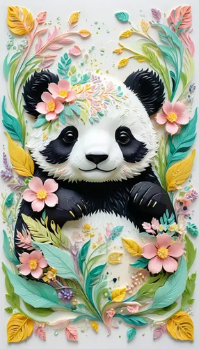 pandoro,panda,chinese panda,flower animal,pandabear,kawaii panda,pandas,panda bear,yuan,mandarin cake,flowers png,rice paper,chinese art,pla,kawaii panda emoji,water lily plate,sugar paste,porcelaine,lun,chinaware,Conceptual Art,Fantasy,Fantasy 24