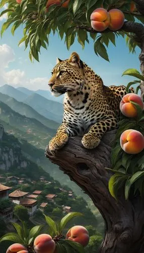 ocelot,madagascar,felidae,world digital painting,african leopard,fruit tree,jaguar,chestnut tiger,mountain lion,argan tree,safari,leopard,landscape background,mangifera,digital compositing,pomegranate,apple tree,apple mountain,pyrus,cheetah,Conceptual Art,Fantasy,Fantasy 11