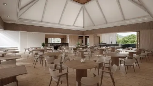 breakfast room,dining room,3d rendering,folding roof,meeting room,event venue,seating area,render,conference room,kitchen & dining room table,clubhouse,tearoom,canteen,function hall,lecture room,core 