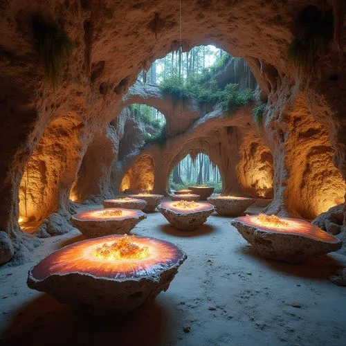 cave church,stereocenter,grotto,stone oven,fireplaces,luminarias,Conceptual Art,Fantasy,Fantasy 10