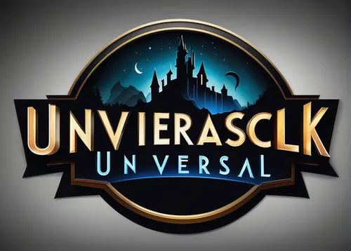 Create a dark and mysterious Universal Studios logo with an edgy and atmospheric vibe.,universal,universal studios,social logo,usva,the logo,logo,logo header,universal exhibition of paris,logodesign,l