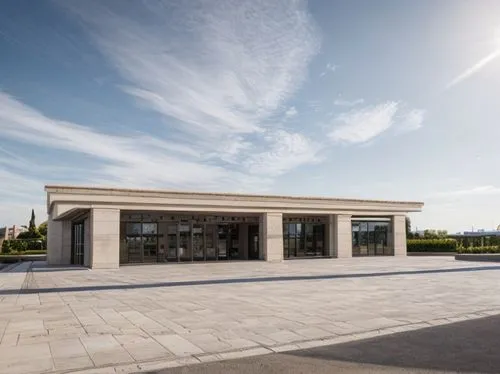 cars 
,chancellery,qasr azraq,celsus library,kourion,mortuary temple,event venue,villa farnesina,thermae,prefabricated buildings,visitor center,glass facade,new building,the local administration of ma