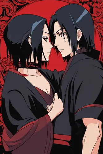 vamps,two hearts,rose family,red banner,shinigami,jinrikisha,heart background,heart icon,ninjas,reizei,red petals,twin flowers,shinobi,couple silhouette,prince and princess,red string,protect,valentine day,gothic portrait,protecting,Illustration,American Style,American Style 13