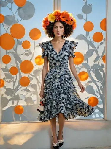 floral dress,marimekko,flower wall en,sarandon,orange blossom,ginnifer,scherfig,deschanel,effie,girl in flowers,beren,dvf,flowery,lafourcade,yildiray,vintage floral,polka dot dress,anousheh,retro modern flowers,girl in a wreath,Illustration,Vector,Vector 12