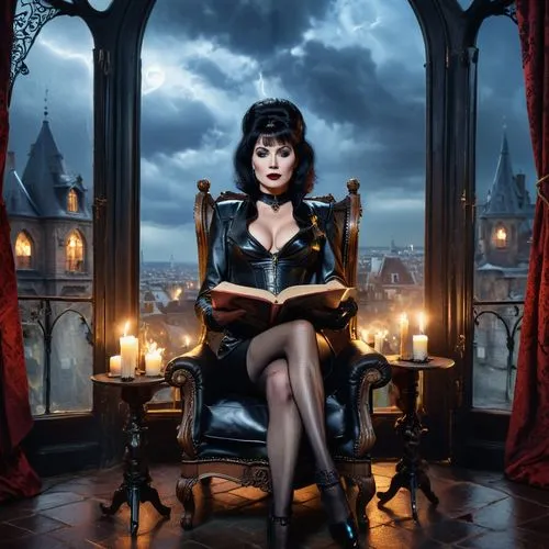 elvira,gothic portrait,gothic woman,headmistress,gothic style,bewitching,Photography,General,Commercial