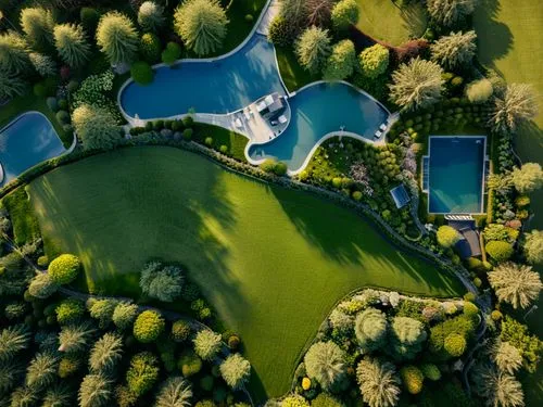 polders,aerial landscape,bird's-eye view,bird's eye view,artificial islands,bendemeer estates,birdview,aerial shot,house with lake,roof landscape,overhead view,overhead shot,lilly pond,view from above,mazury,country estate,grass roof,drone image,pond,estates,Photography,General,Realistic