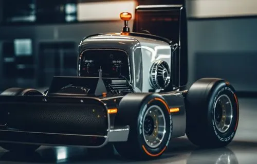 an unusual looking truck with lights turned on,nikola,autotron,radio-controlled car,automobil,racing transporter,vw bulli t1,Photography,General,Realistic