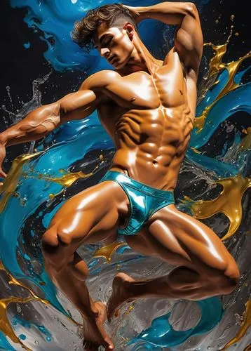 namor,poseidon,aqualad,water splash,ryu,sea water splash,Art,Classical Oil Painting,Classical Oil Painting 29