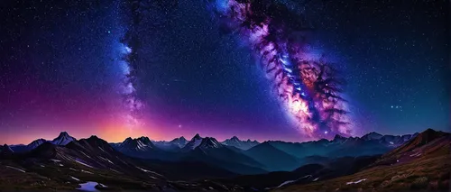 galaxy collision,purple landscape,galaxy,the milky way,auroras,aurora australis,northen lights,colorful star scatters,milky way,colorful stars,fairy galaxy,alien world,astronomy,milkyway,nothern lights,fractal environment,supernova,spiral galaxy,fantasy landscape,alien planet,Illustration,Realistic Fantasy,Realistic Fantasy 45