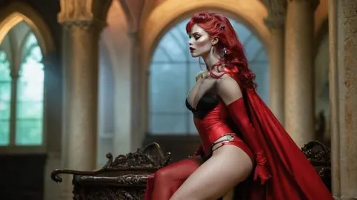 dressed like vampirella,bloodrayne,vermelho,kanellis,red,red gown,red cape,triss,epica,oreiro,mera,minogue,deepika padukone,burlesque,lady in red,kurylenko,melisandre,beckinsale,tarja,katarina,lita