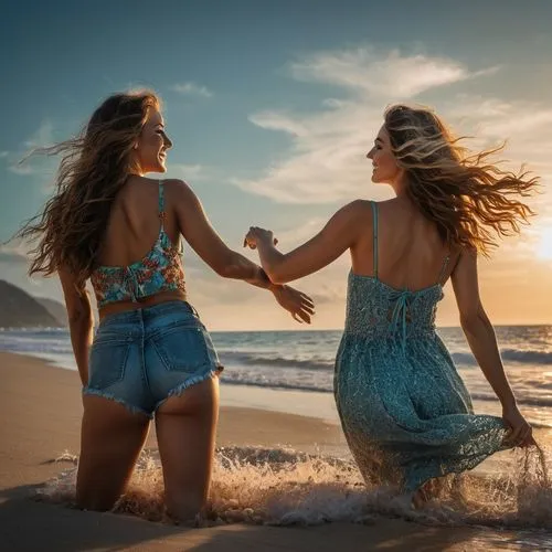 women friends,two girls,beach background,hand in hand,walk on the beach,beach walk,lover's beach,together and happy,beautiful photo girls,two friends,fusion photography,dancing couple,loving couple sunrise,hold hands,connectedness,wild and free,beach goers,passion photography,beautiful beach,friendship,Photography,General,Fantasy