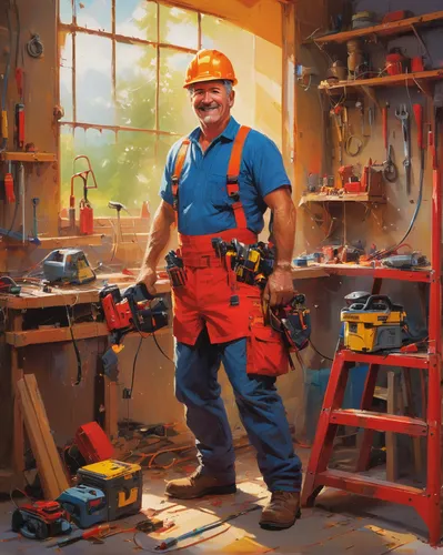 Mr. Handyman saves the day with his expertise in a thrilling action-packed setting.,tradesman,repairman,craftsman,handyman,carpenter,a carpenter,ironworker,blue-collar worker,mechanic,builder,construc