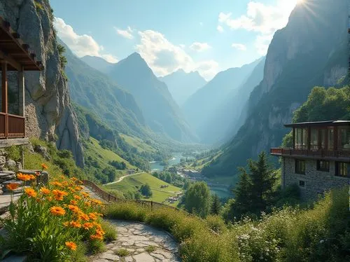 alpine village,mountain village,mountain settlement,oberland,mountain valley,rendalen,mountain huts,valley,bernese highlands,alpine landscape,alpine region,alpine pastures,butka,house in the mountains,house in mountains,ilse valley,galvanise,high alps,the alps,the valley of the,Photography,General,Realistic