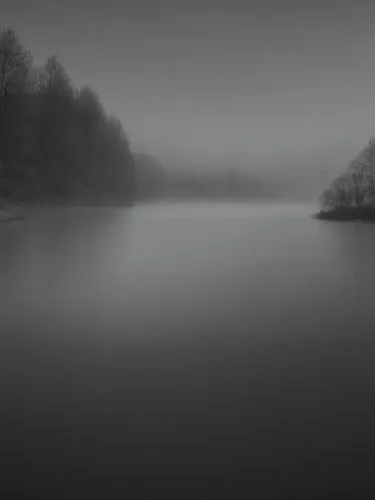 This color image should be optimally converted into a high-resolution black and white photo with hard gradations. Details should be retained and it should look natural.,an eerie scene of a lake in the