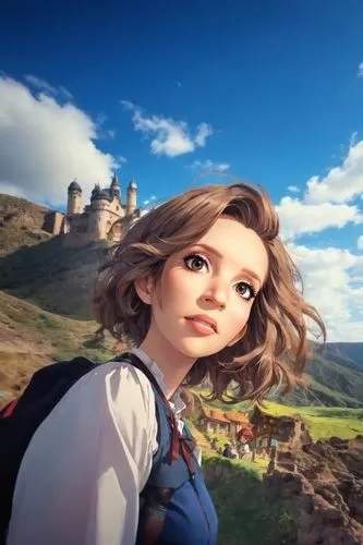 meteora,little girl in wind,cg artwork,rapunzel,up,heidi country,vanessa (butterfly),game art,flying girl,wonder,world digital painting,sky,wander,the girl's face,plains,pekapoo,mountain guide,fairy t