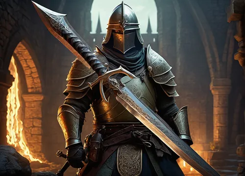 hooded man,crusader,knight armor,templar,massively multiplayer online role-playing game,paladin,excalibur,knight,blacksmith,castleguard,wall,assassin,king sword,iron mask hero,silver arrow,swordsman,warlord,scabbard,heroic fantasy,accolade,Conceptual Art,Fantasy,Fantasy 18