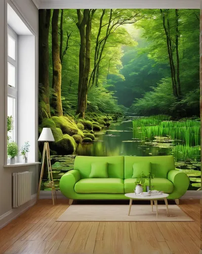 green forest,intensely green hornbeam wallpaper,green landscape,forest background,landscape background,forest landscape,green living,background view nature,green wallpaper,green trees with water,3d background,green waterfall,home landscape,green background,wall decoration,greenforest,nursery decoration,wall sticker,art painting,green trees,Art,Classical Oil Painting,Classical Oil Painting 41