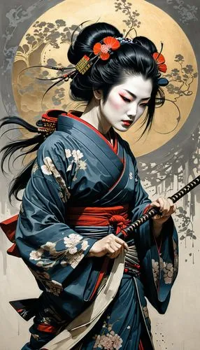 geisha girl,geisha,japanese art,katana,samurai,samurai fighter,beautiful girls with katana,oriental painting,shamisen,eskrima,oriental girl,samurai sword,chinese art,goki,oriental princess,swordswoman,shakuhachi,japanese woman,yi sun sin,japanese martial arts,Illustration,Black and White,Black and White 01