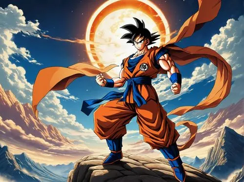 goku,son goku,kame sennin,dragon ball,takikomi gohan,dragonball,dragon ball z,nine-tailed,orange,sun god,vegeta,alibaba,cg artwork,cleanup,super cell,cell,stone background,portal,would a background,bakwan,Conceptual Art,Daily,Daily 24