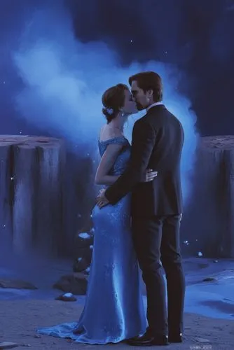 two people standing next to each other on a desert,westleigh,storybrooke,saawariya,romantic scene,sabriel,flightless bird,Illustration,American Style,American Style 01