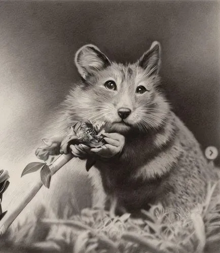  hyper realistic, 4k, high resolution, hyper details, pencil draw style,vintage cat,vintage cats,pet portrait,animal portrait,dormouse,virginia opossum,musical rodent,audubon's cottontail,marsupial,ca