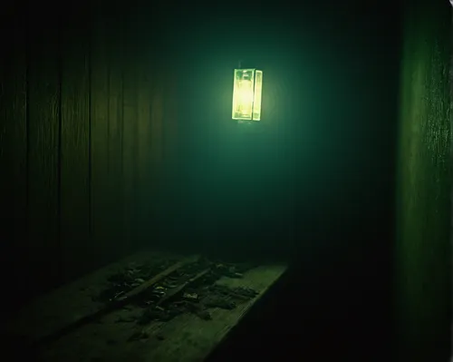 creepy doorway,penumbra,wooden door,a dark room,abandoned room,lantern,nightlight,the door,sauna,open door,hanging lantern,outhouse,illuminated lantern,rusty door,night light,green light,live escape game,locker,cold room,hallway,Illustration,Retro,Retro 24