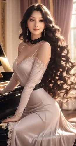 celtic woman,miss circassian,assyrian,oriental longhair,pianist,elegant,haifa,concerto for piano,azerbaijan azn,piano,miss vietnam,ao dai,persian,iranian,harpist,kim,celtic harp,steinway,celtic queen,elegance