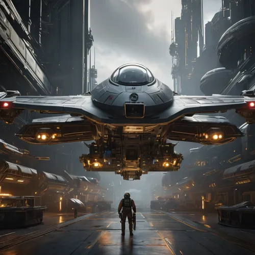 the image of a sci - fi space station with a man walking through the area,helicarrier,jablonsky,dreadnought,lti,honorverse,interceptor