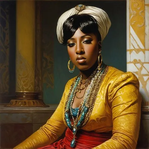 african woman,african american woman,moorish,portrait of a woman,orientalism,nigeria woman,cleopatra,portrait of a girl,lily of the nile,woman portrait,woman sitting,black woman,ancient egyptian girl,afar tribe,vintage female portrait,beautiful african american women,oil painting on canvas,fantasy portrait,oil on canvas,mystical portrait of a girl,Art,Classical Oil Painting,Classical Oil Painting 42