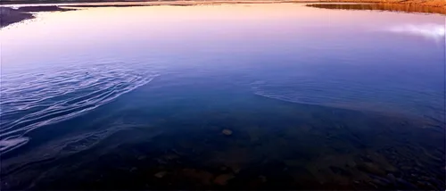 Clear flowing water, transparent, rippling surface, sunlight reflection, gentle waves, soft mist, serene atmosphere, shallow depth of field, warm color tone, cinematic lighting, 3/4 composition, panor