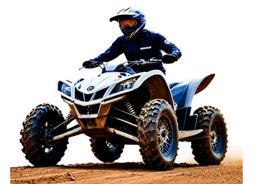 ATV rider, desert background, helmet, goggles, off-road suit, boots, gloves, Yamaha ATV, dusty terrain, dynamic pose, low-angle shot, dramatic lighting, high contrast, gritty texture, detailed wheels 