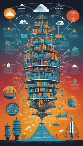 Apache Kafka architecture diagram, detailed illustration, bright colorful icons, 3D visual effects, modern minimalistic background, grid composition, symmetrical layout, producers, brokers, consumers,