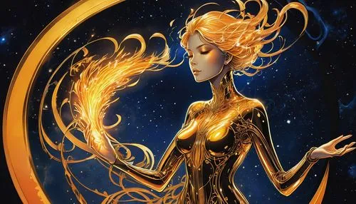 frigga,flame spirit,sigyn,fireheart,flamebird,star mother,firedancer,fire dancer,stellar,fire angel,galathea,aurum,sorceress,leona,sundancer,galaxia,andromeda,fire pearl,firestar,magicienne,Illustration,Retro,Retro 13